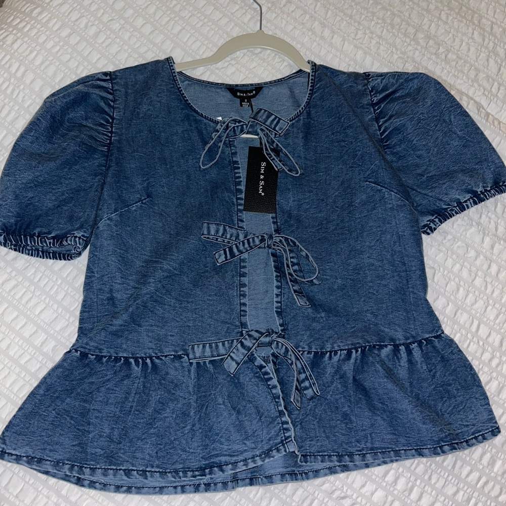 Blue Denim Peplum Top